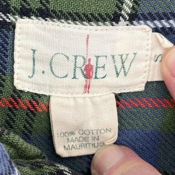 VTG J.Crew Oarsman Flannel Long Sleeve Shirt Mens Small Green Plaid - Picture 4 of 7